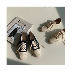 NANING9 - Square-Toe Foldable Canvas Sneakers NANING9 - Square-Toe Foldable Canvas Sneakers