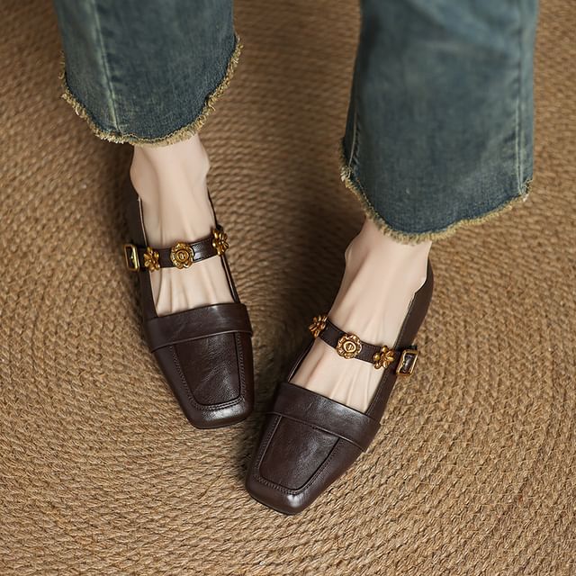Megan-Square Toe Panel Mary Jane Pumps