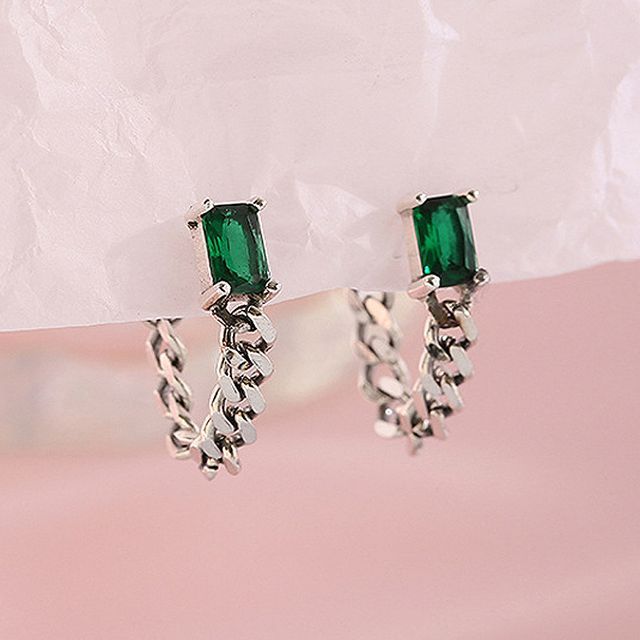Chimerro-Rhinestone Fringed Alloy Earring
