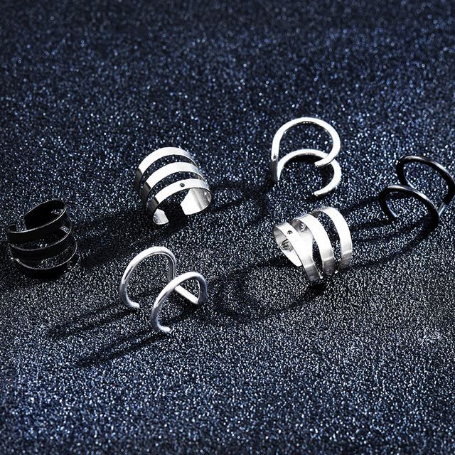 Soosina-Stainless Steel Layered Cuff Earring