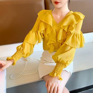 yellow chiffon blouse