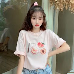 Miss Bearie - 桃印花短袖T裇 Miss Bearie - 桃印花短袖T裇