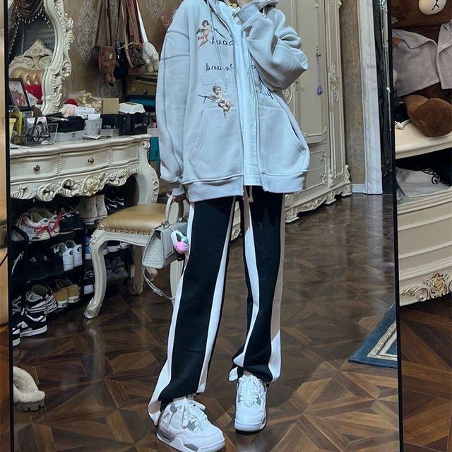 Everose-High Waist Two-Tone Sweatpants