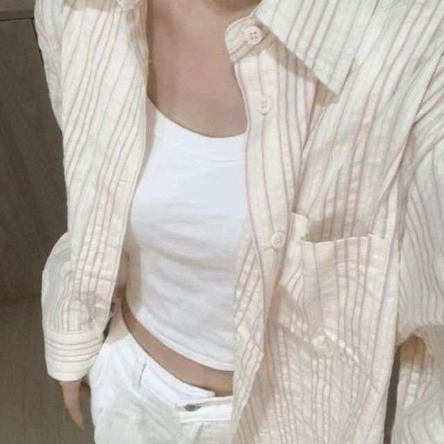 Everose-Long-Sleeve Striped Shirt