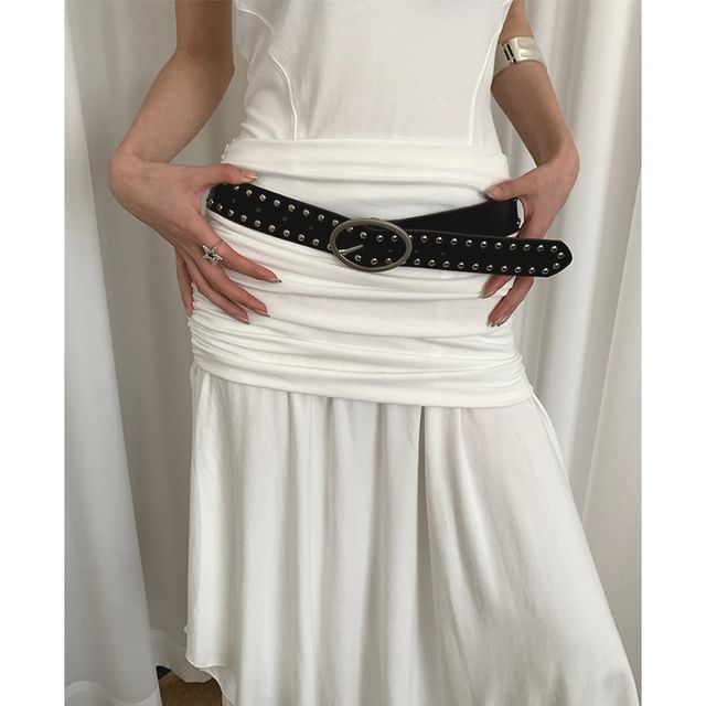 CIMAO-Studded Faux Leather Belt