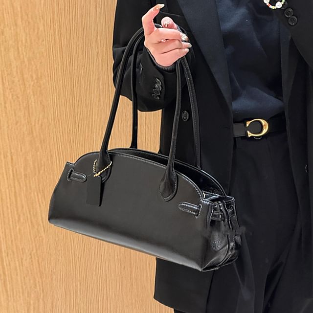 Mulgam-Plain Faux Leather Tote Bag