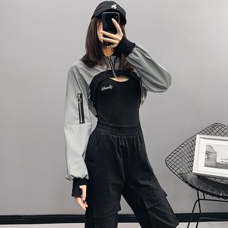 reflective cropped hoodie