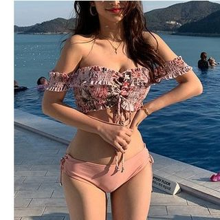 Summer Siren サマーセイレーン Floral Print Off Shoulder Bikini Yesstyle