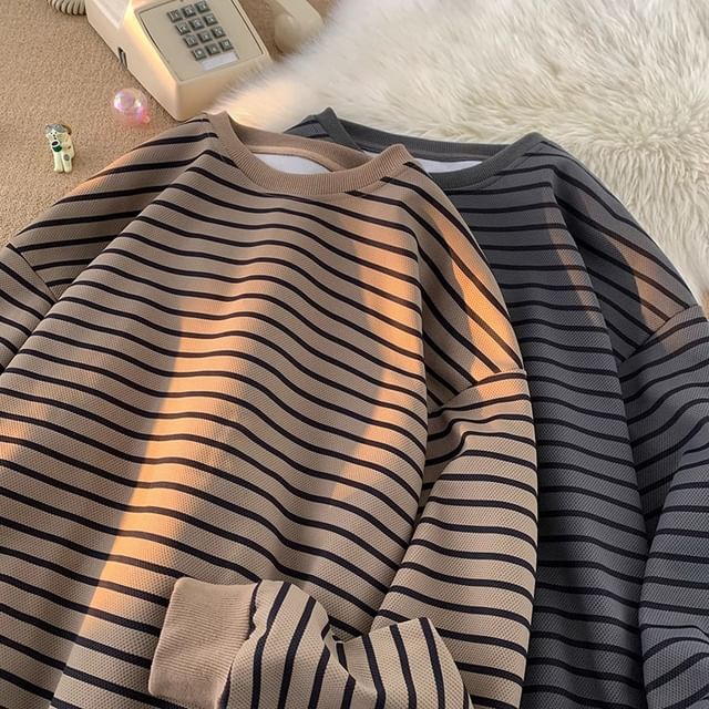 emeisa-Crewneck Striped Sweatshirt