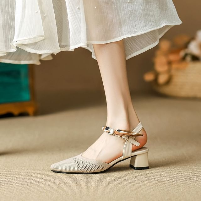 FRAISO-Pointed Chunky Heel Sandals