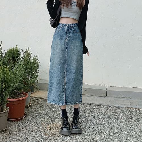 Y2K Vintage High Waist Baggy Midi Jean Skirt For Women Solid Color A Line  Denim For Summer, Students, And Hip Style From Xiaofengbao, $22.61 |  DHgate.Com