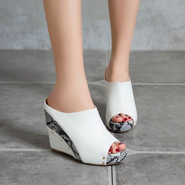 Megan-Wedge-Heel Slide Sandals