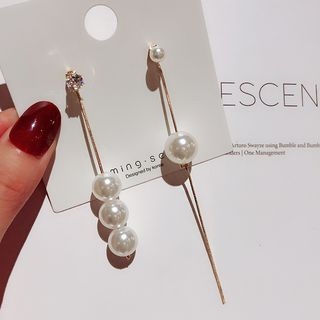 True Glam-Asymmetrical Faux Pearl Drop Earring