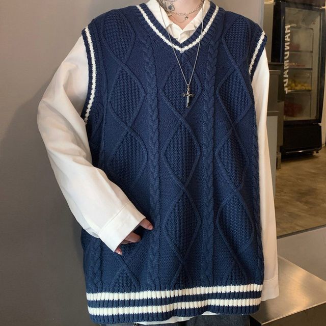 cable knit vest shirt