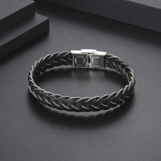 Tenri-Braided Faux Leather Bracelet