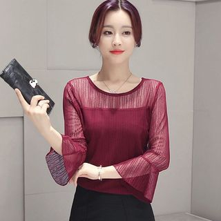 Everose-Crew-Neck 34-Sleeve Top