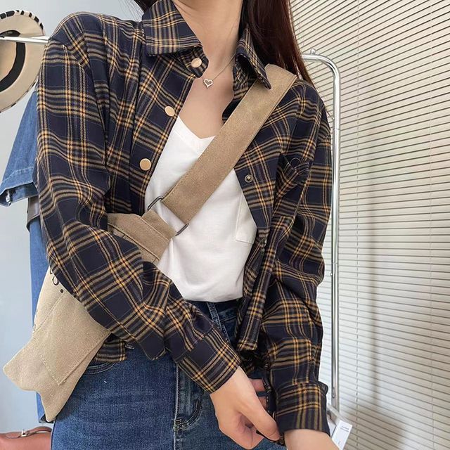 Everose-Long-Sleeve Plaid Shirt