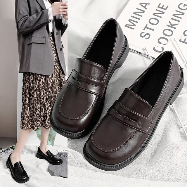 Anran-Chunky-Heel Loafers