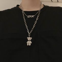 Malnia Home - Bear Pendant Layered Necklace