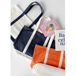 JOGUNSHOP - Contrast-Trim Tote Bag JOGUNSHOP - Contrast-Trim Tote Bag