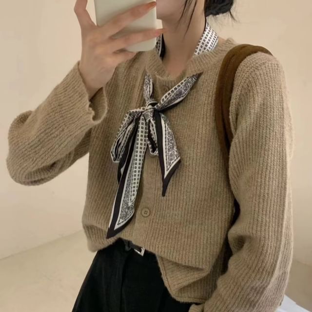 Ukiyo-Plain Cutout Ribbed Cardigan