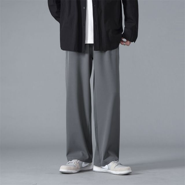 Priam-Mid Rise Plain Wide Leg Pants