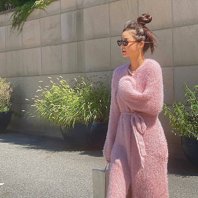 LIPHOP-Fuzzy Robe Cardigan with Sash