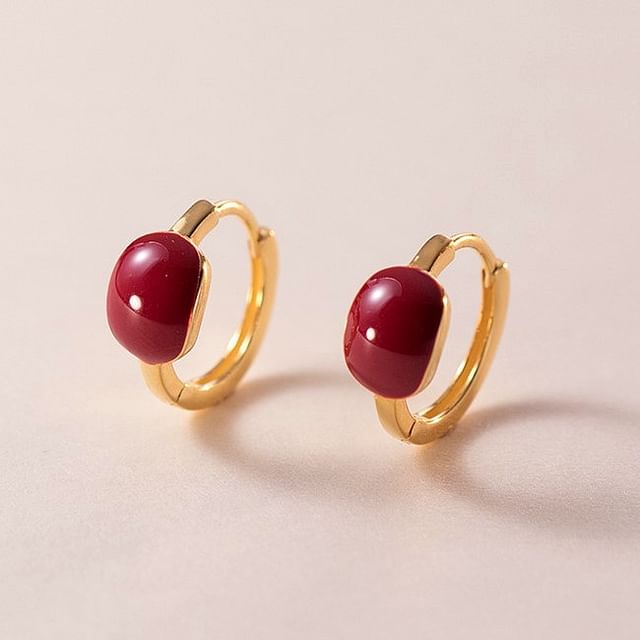 A-ROCH-925 Sterling Silver Glaze Huggie Earring