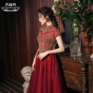 turtleneck evening gown