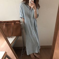 Mimi Lulu - Long-Sleeve Striped Shirt Maxi Skirt