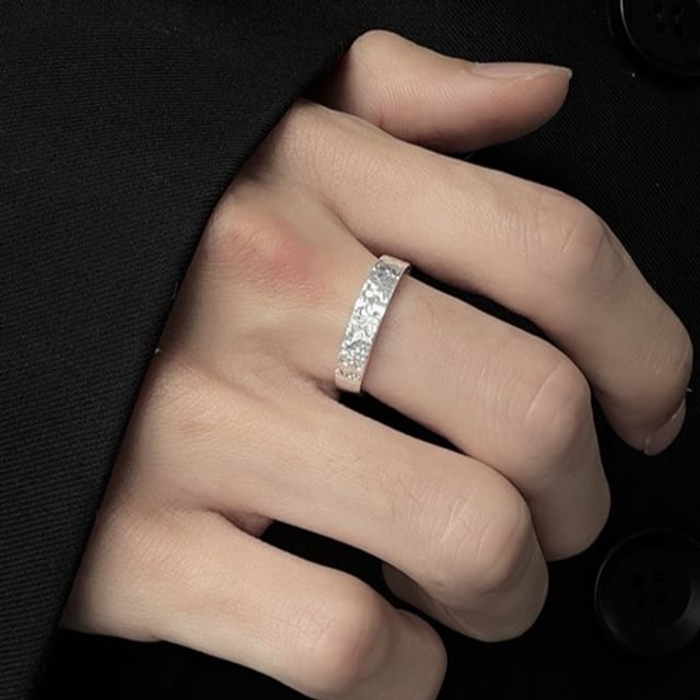Kopesh-Couple Matching Textured Sterling Silver Ring Set