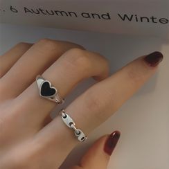 Fireflicka - 925 Sterling Silver Heart / Chain Open Ring Fireflicka - 925 Sterling Silver Heart / Chain Open Ring