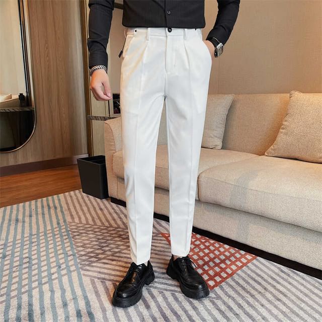 Blueforce-Mid Rise Plain Tapered Dress Pants