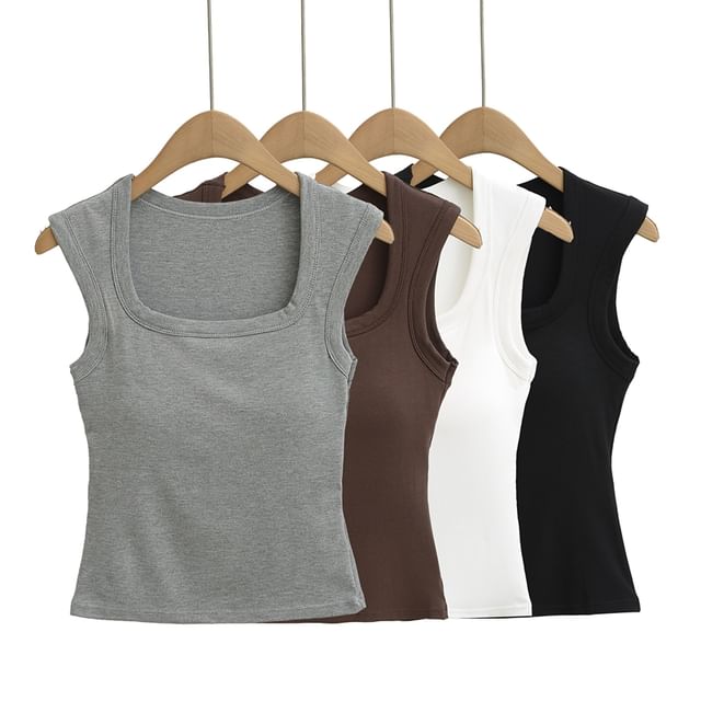 Ulark-Square Neck Padded Slim Fit Tank Top