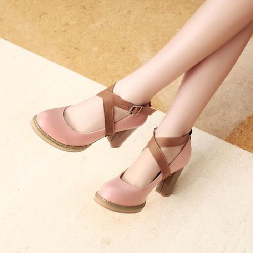 Freesia CrossStrap Mary Jane Block Heel Pumps YesStyle