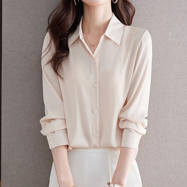 Coline-Long-Sleeve Plain Shirt