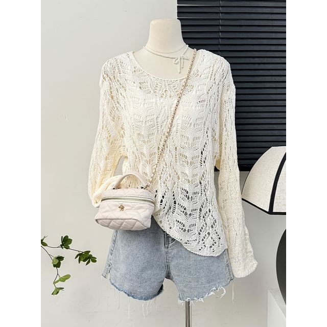 Lemongrass-Oversized Crochet-Knit Top