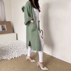 DABAGIRL - Open Long Rib-Knit Cardigan DABAGIRL - Open Long Rib-Knit Cardigan