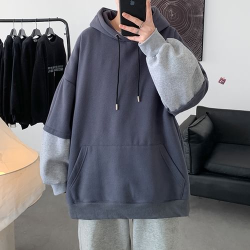 Bay Go Mall Two Tone Loose Fit Hoodie YesStyle