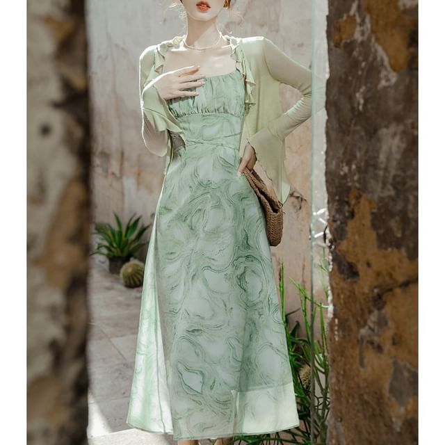 blue dress for baby girl Ivory 2 Piece Satin Boat Neck Midi Wedding Dress with Jacket main image 0