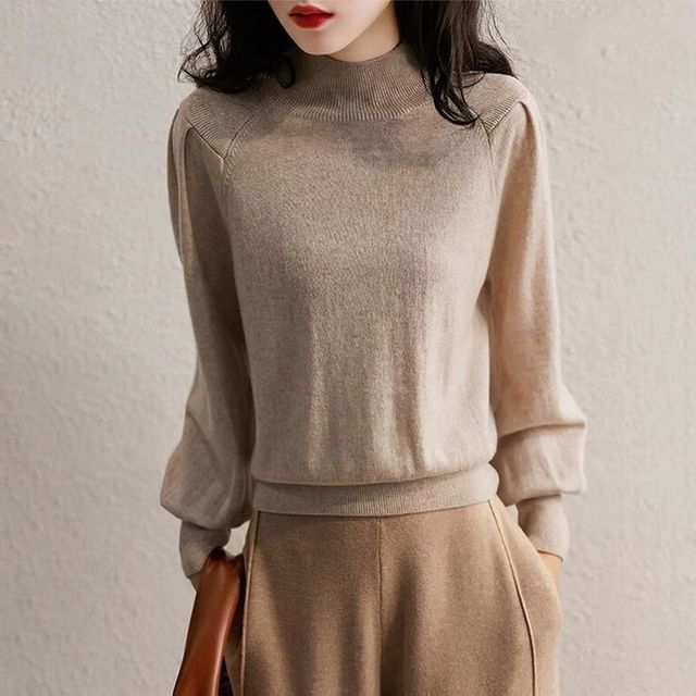 Jeonseon-Mock-Neck Knit Top