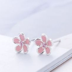 Jubby - 925 Sterling Silver Cherry Blossom Stud Earring