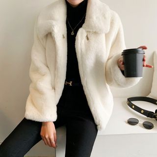 collared faux fur jacket