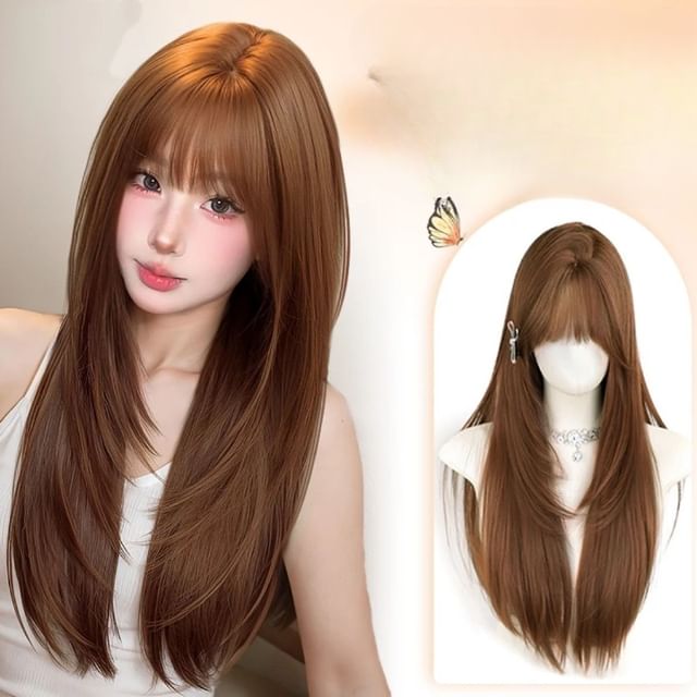 Jasmintinea-Set Long Full Wig - Straight Wig Cap