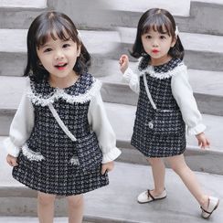 PAM - 小童套装: 长袖迷你A字粗花呢连衣裙 + 斜挎包 PAM - 小童套装: 长袖迷你A字粗花呢连衣裙 + 斜挎包