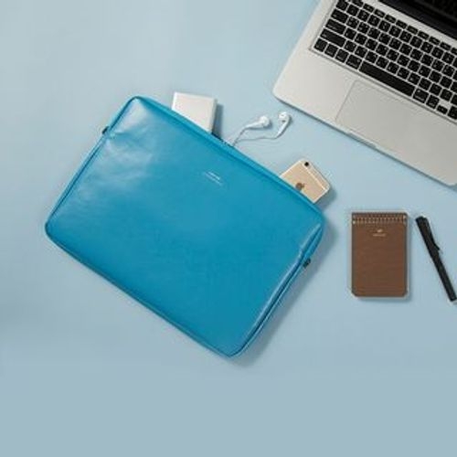 Blue Synthetic Leather Laptop Bag