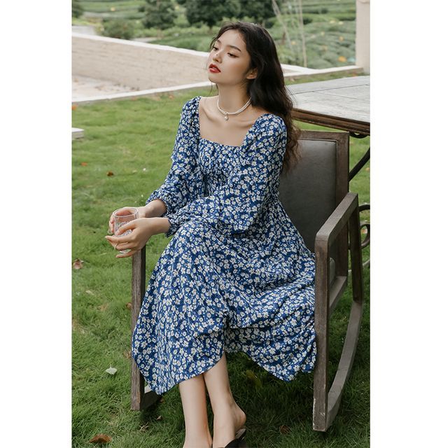 knee length dresses for ladies Floral Smocked Square Neck Midi Dress  Charming Charlie