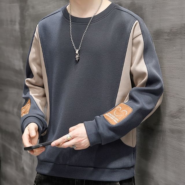 Bay Go Mall-Crewneck Color Block Sweater