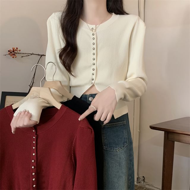 OGAWA-Round Neck Plain Cardigan
