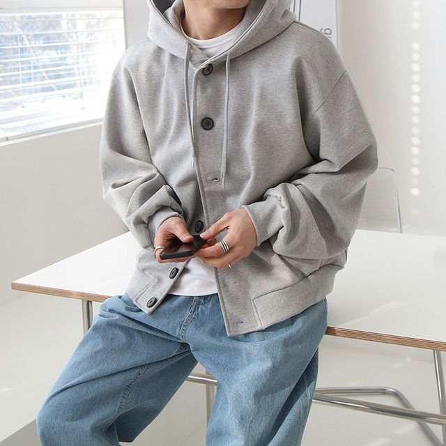MRCYC-Drawstring Hood Button Jacket